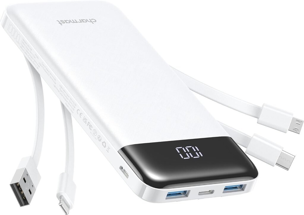 Portable Charger with Built-in Cables